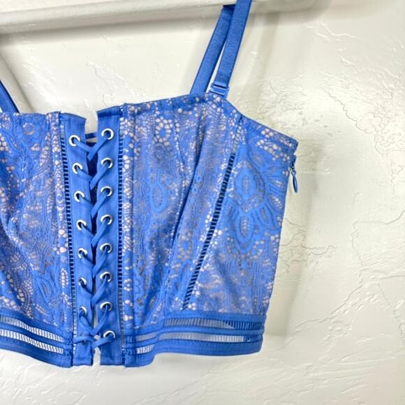 Victoria's Secret Y2K Periwinkle Very Sexy Lace-Up Unlined Corset Top Bralette - Picture 2 of 5